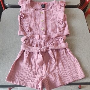 Paper Doll Pink Jumpsuit Set with Ruffle Details